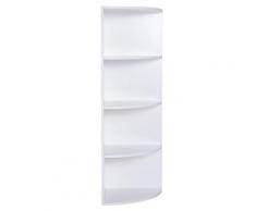 Libreria Ad Angolo Da Parete E Muro Con 4 Ripiani In Legno Bianco 39.5x39.5x120 Cm