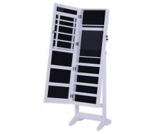Armadio Portagioie A Specchio Con 20 Luci Led Bianco 40x37x146 Cm