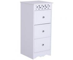 Mobiletto Bagno Cassettiera 3 Cassetti In Legno 30x30x68.5 Cm Floreare Bianco