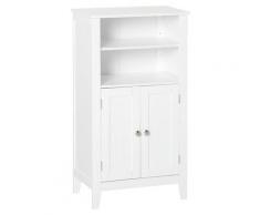 Mobiletto Da Bagno 1 Mensola 2 Ante 50x30x93 Cm In Legno Bianco