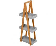 Scaffale Soggiorno Bagno 3 Ripiani In Mdf E Bamboo Grigio