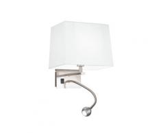 Applique Luce Da Lettura Flessibile Led Alluminio Paralume In Tessuto Bianco 3 Watt E14 Luce Naturale Ambiente I-090111-5e