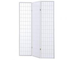 Paravento Separè 3 Pannelli 130,5x178cm In Legno Tosini Bianco