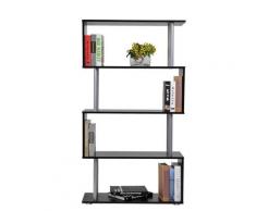 Libreria In Legno A Parete Mobili Ufficio Scaffale Nero 80x30x145 Cm