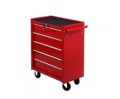 Carrello Da Lavoro Cassettiera Porta Utensili Rosso 67.5x33x77 Cm