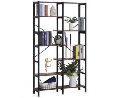 Libreria 6 Ripiani 100x30x182 Cm In Legno E Metallo Nera