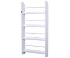 Mobile Libreria Da Parete 4 Ripiani 59x12x113 Cm In Legno Bianco