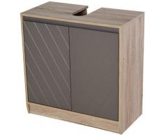 Mobile Sottolavello Da Bagno 2 Ante 60x30x60 Cm Grigio E Rovere