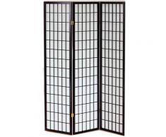 Paravento Separè 3 Pannelli 130,5x178cm In Legno Tosini Nero