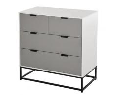 Cassettiera 4 Cassetti 80x40x79 Cm In Metallo E Truciolato Bianca E Grigia