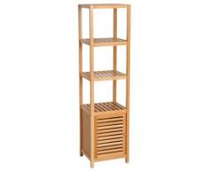 Mobile A Colonna Da Bagno In Bambù 36x33x140 Cm 4 Ripiani 1 Anta Malmo