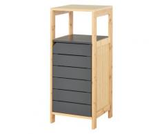 Mobile A Colonna Da Bagno 32x30x80 Cm Bambù E Grigio