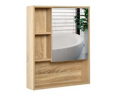 Specchio Armadietto Da Bagno 60x15x76 Cm Pensile Con Scaffali Rovere