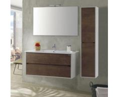 Mobile Da Bagno Sospeso 100cm Colonna P32cm Mazzoni Maiorca Plus Noce Scuro Frassinato