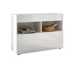 Credenza Mobile Soggiorno 1 Anta 2 Vani 111x42x82 Cm Tft Akira Bianco Lucido