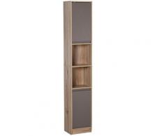 Mobile A Colonna Per Bagno In Legno 30x24x170 Cm Grigio E Rovere