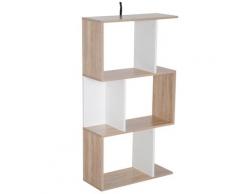 Libreria Da Parete Moderna Con 3 Ripiani Legno Naturale E Bianco 60x24x111.4 Cm