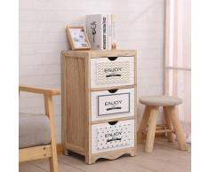 Cassettiera 3 Cassetti In Legno Massello 35x30x65,5 Cm Fumer Doris