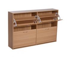Scarpiera Salvaspazio Capacità 24 Paia Legno Naturale 120x24x81 Cm
