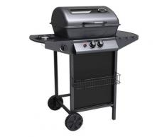 Barbecue A Gas Gpl 2 Fuochi A Pietra Lavica Con Fornello Laterale Nero