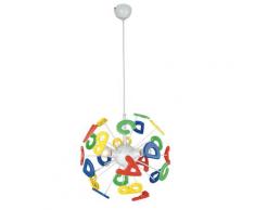 Sospensione Tonda Lettere Alfabeto Multicolor Metallo Acrilico Lampadario Per Cameretta E14 Ambiente K-letterine/s41