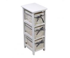 Cassettiera In Legno 3 Cassetti 22x28h65cm Adami Hilary Bianca