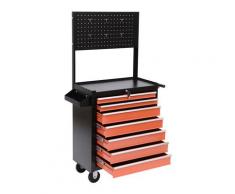 Carrello Porta Utensili Attrezzi Con Cassettiera Nero E Arancione 61.5x33x76 Cm