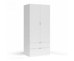Armadio Guardaroba 81x52x180 Cm 2 Ante 2 Cassetti Rizzetti Santa Clara Bianco