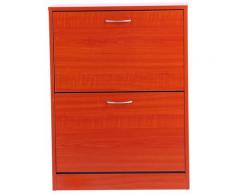Scarpiera Salvaspazio 12 Paia Con Ripiani Regolabili In Legno Rosso 60x24x80 Cm