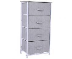 Mobiletto Cassettiera Da Cucina In Acciaio E Legno Bianco E Grigio 45x30x92 Cm