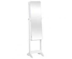 Armadio Portagioie E Trucchi Con Specchio E Illuminazione Led Automatica Bianco 30x146x36 Cm