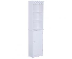 Mobile A Colonna Per Bagno In Legno 40x23x160 Cm Floreale Bianco
