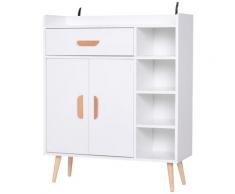 Madia Mobiletto Soggiorno Con Piedi In Legno Di Pino Bianco 80x29.5x96 Cm