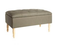 Baroni Home Poggiapiedi Cassapanca Contenitore in Ecopelle con Gambe in Legno 80X39X40 cm Verde