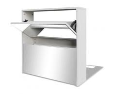 Scarpiera a 2 Strati con Specchio Bianca 63x17x67 cm