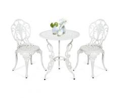Set Tavolo con 2 Sedie da Giardino Balcone, Set Tavolo Bar, in Fusione di Alluminio, Elegante