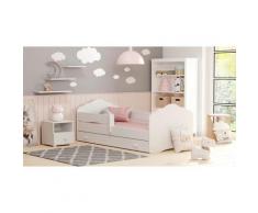 Letto singolo per bambini, Lettino con cassettone e protezione anticaduta e testiera a 'nuvola', cm