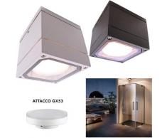 Faretto quadrato soffitto box doccia bagno turco sauna lampada LED 6W GX53 230V Luce 4000K Colore