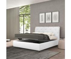 Talamo Italia - Letto contenitore singolo Strauss, Made in Italy, Struttura in ecopelle imbottita,