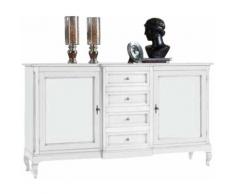 Credenza Classica 2 Porte 4 Cassetti bianco opaco, 201 x 52 H. 113cm - Mobili 2g