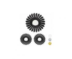 Nova - Set 3 Specchi Decorativi a Forma di Sole Rotondo da Parete vari colori colore : NERO