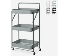 Ahd Amazing Home Design - Carrello cucina pieghevole portavivande 3 ripiani maniglia ruote Pikas