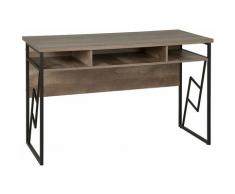 Scrivania Home Office Piano in legno scuro Struttura in metallo Nero Scaffale portaoggetti 120 x 60