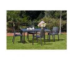 Sedia impilabile effetto rattan, Made in Italy, colore antracite, Misure 54 x 82 x 60,5 cm - Dmora