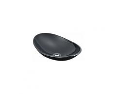 Nova - Lavabo da Bagno Lavandino in Vetro di Sicurezza Ovale Nero