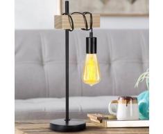 Lampada da Tavolo legno e Metallo Design Moderno Industriale Lampadina E27 25W