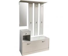 Set mobili in PB composto da una scarpiera e un appendiabiti con specchio - bianco