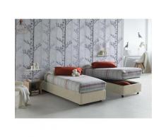 Letto contenitore Singolo Silvia Sommier, Made in Italy, Letto con rivestimento in tessuto,