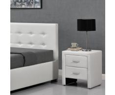 Hilton bianco: comodino in similpelle bianca con 2 cassetti