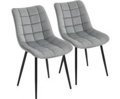 Homcom - Set 2 Sedie Moderne Imbottite per Soggiorno Stile Nordico Velluto Grigio